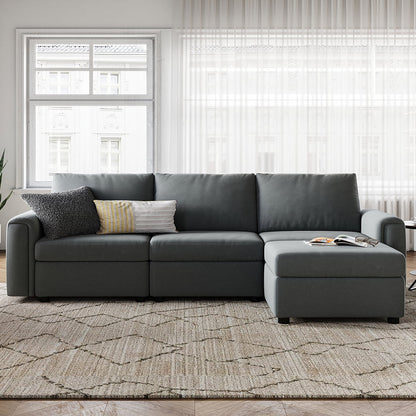 Sectional Sofa Set with Modular Design and Storage in Dark Gray Color