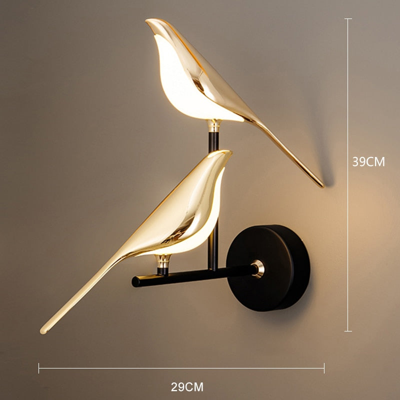 The West Decor Golden Bird Iron Led Wall Sconce for Bedroom Bedside Lighting