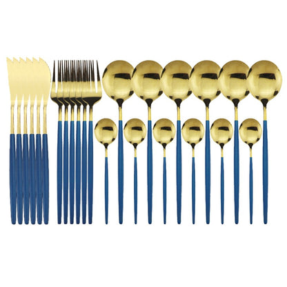 24pcs Western Cutlery Set-Blue & Gold