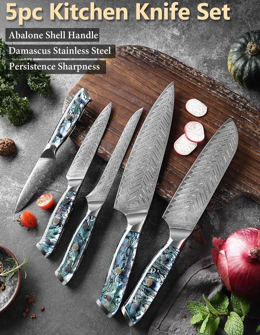 Custom Damascus Chef Knife Set