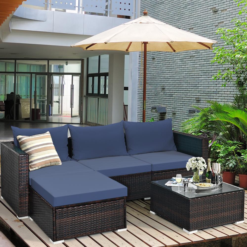 5PCS Outdoor Patio Rattan Sofa Set