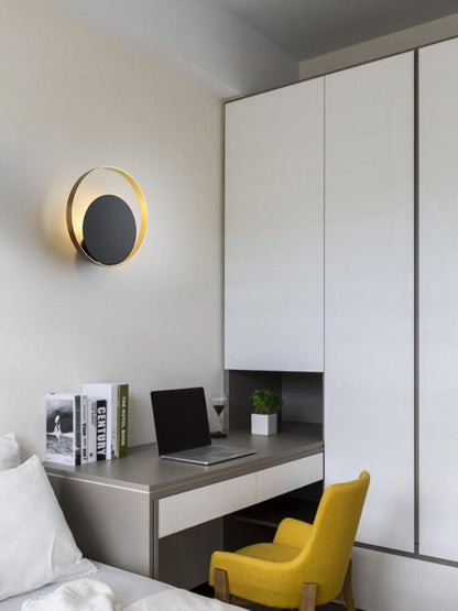 Black & Gold Round Wall Lamp