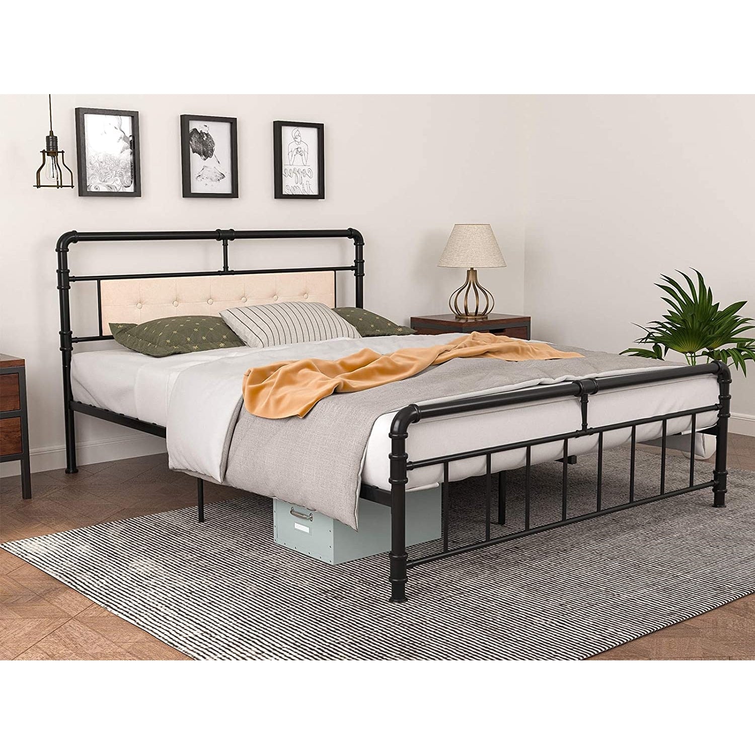 Classic Reinforced Metal Bed Frame - Industrial Black