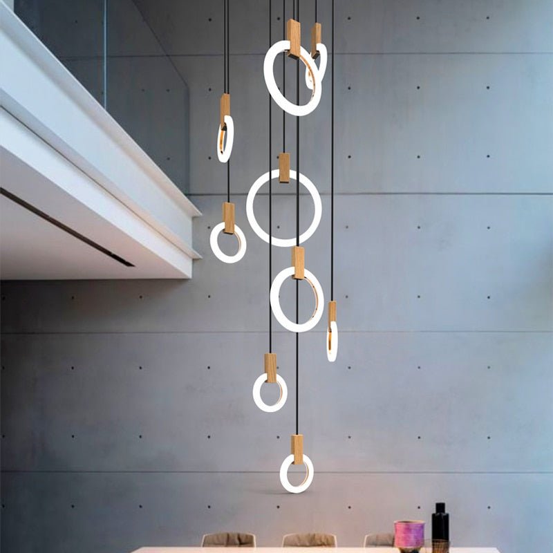 LED Hanging Wood chandelier