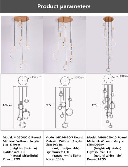 LED Hanging Wood chandelier