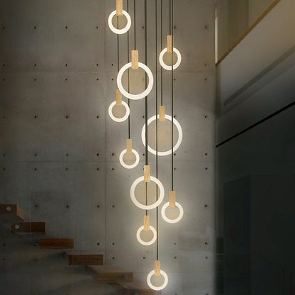 LED Hanging Wood chandelier