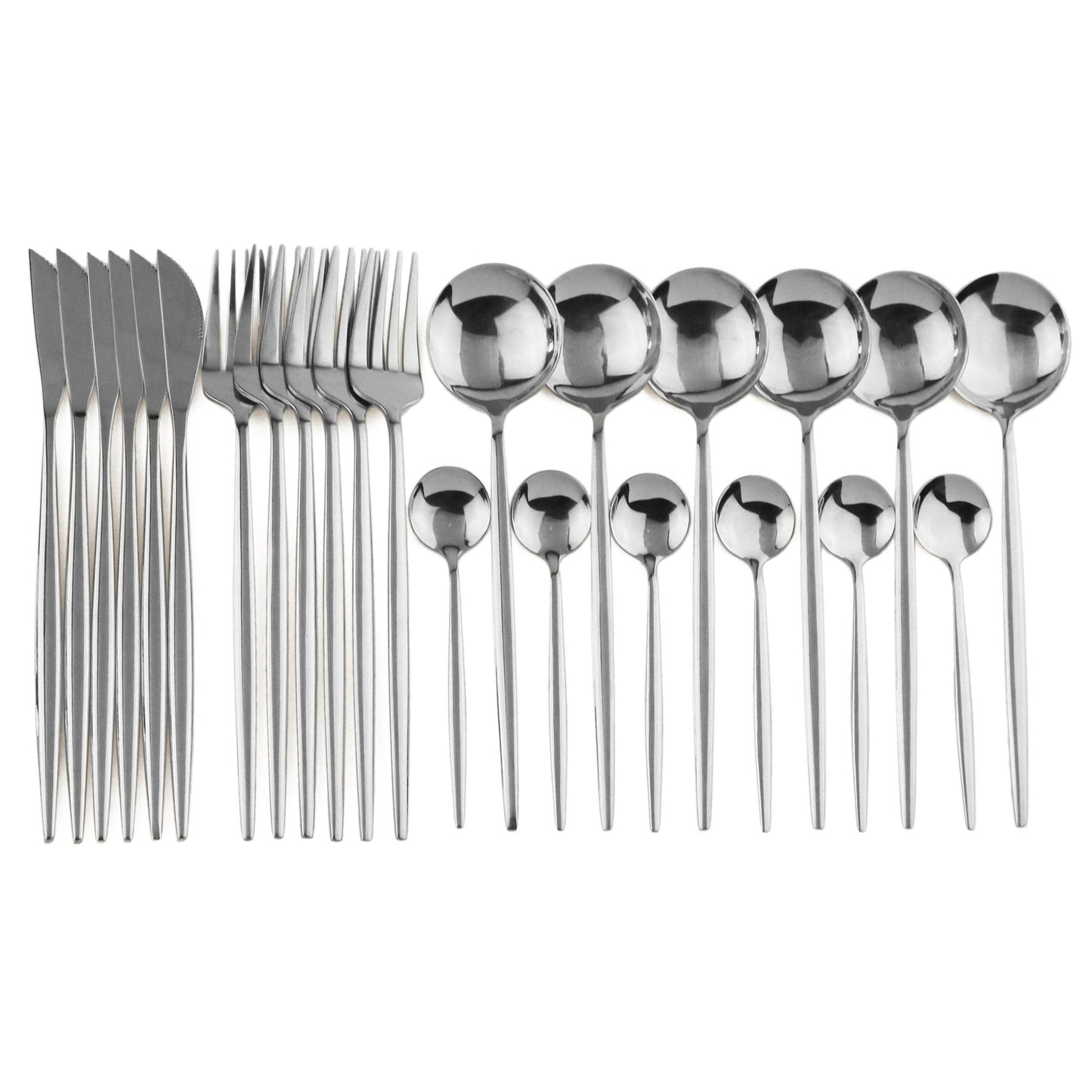 24pcs Western Cutlery Set-Silver