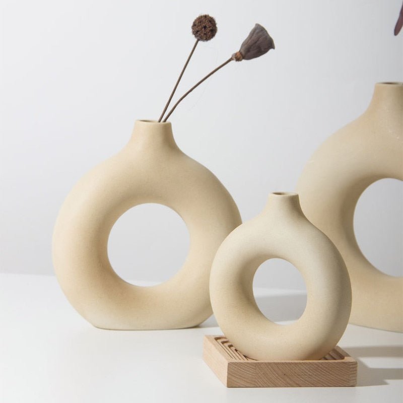 Hollow Donut Ceramic Vases