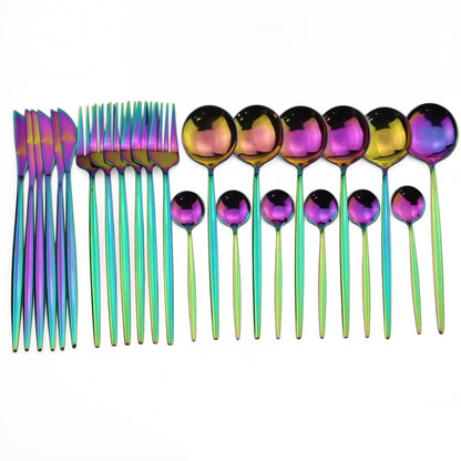 24pcs Western Cutlery Set-Rainbow