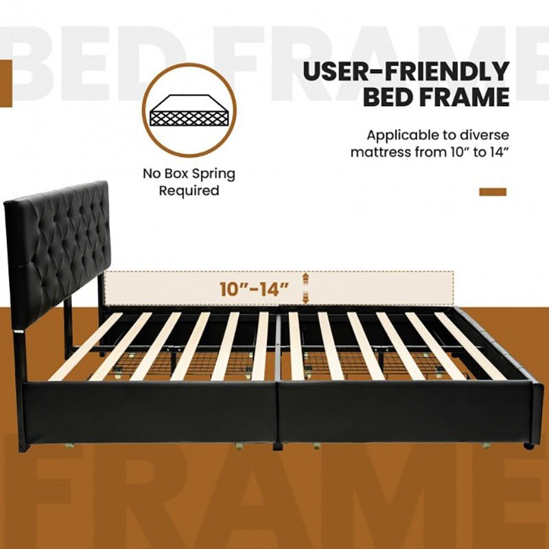 Leather Upholstered Platform Bed