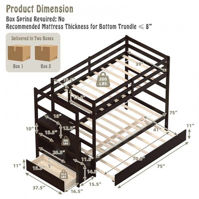 Twin Over Twin Bunk Bed Dimensions