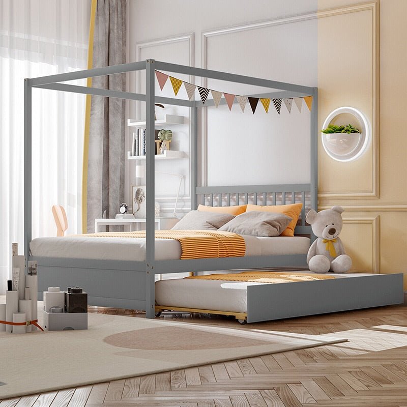 Adorable Canopy Bed with Trundle