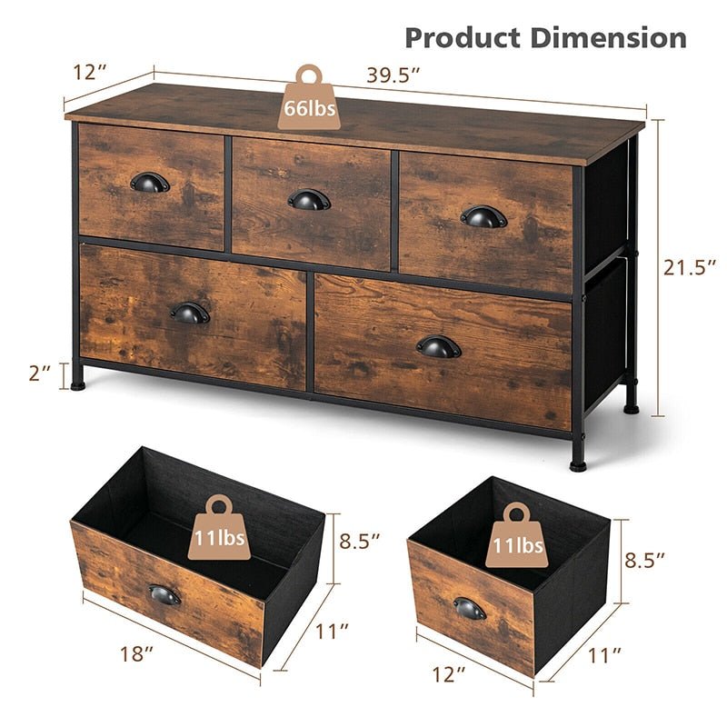 Dimensions Of Dresser Organizer with 5 Drawers