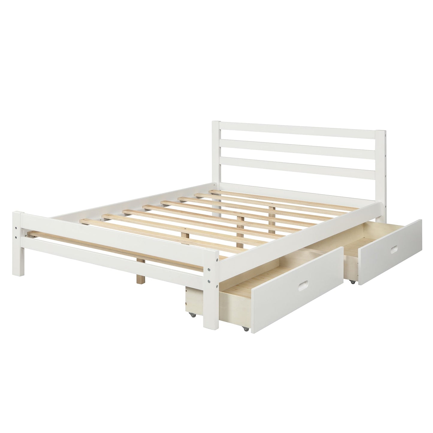 Wooden Bed Frame With Two Drawers