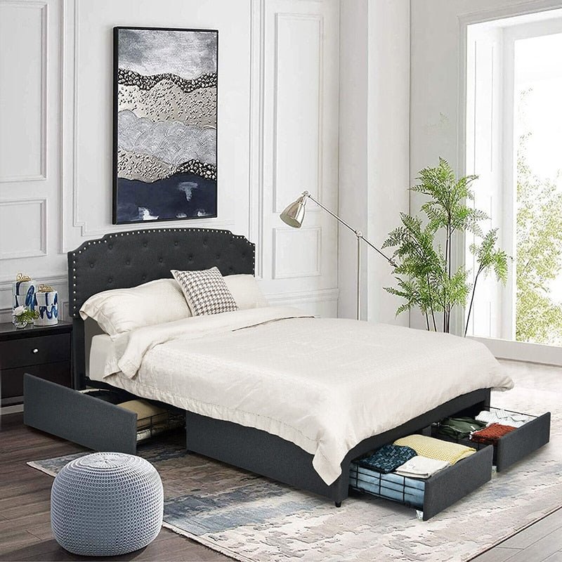 Elegant Platform Bed With Drawers