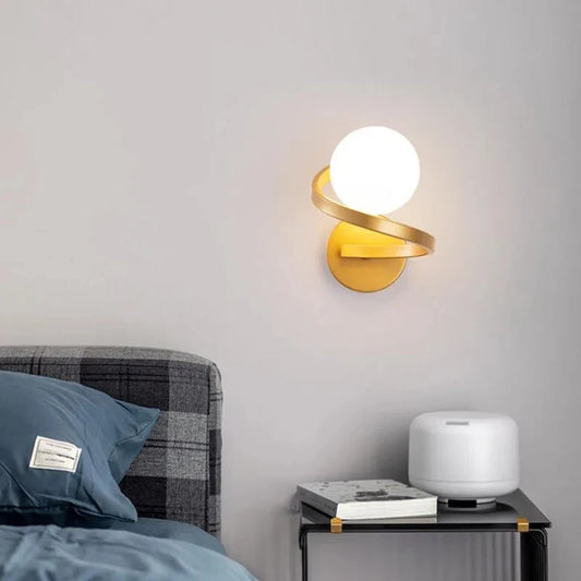 The West Decor Spiral Base Glass Wall Lamp | Modern Sconce for Bedroom Bedside Living Room