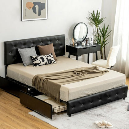 Pu Leather Upholstered Platform Bed