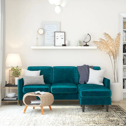 Green Velvet Reversible Sofa Sectional
