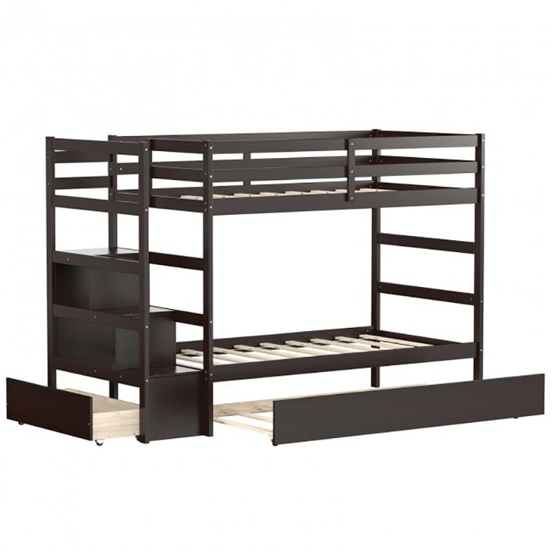 Twin Over Twin Bunk Bed In Black Color