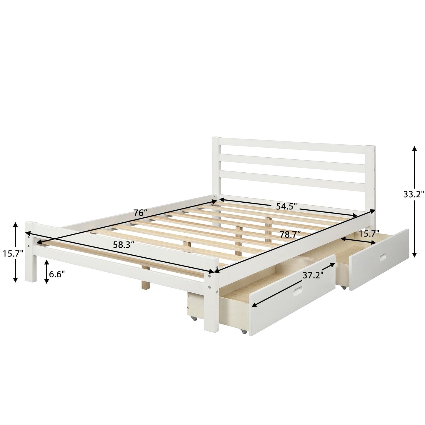 Wooden Bed With Two Drawers in full size