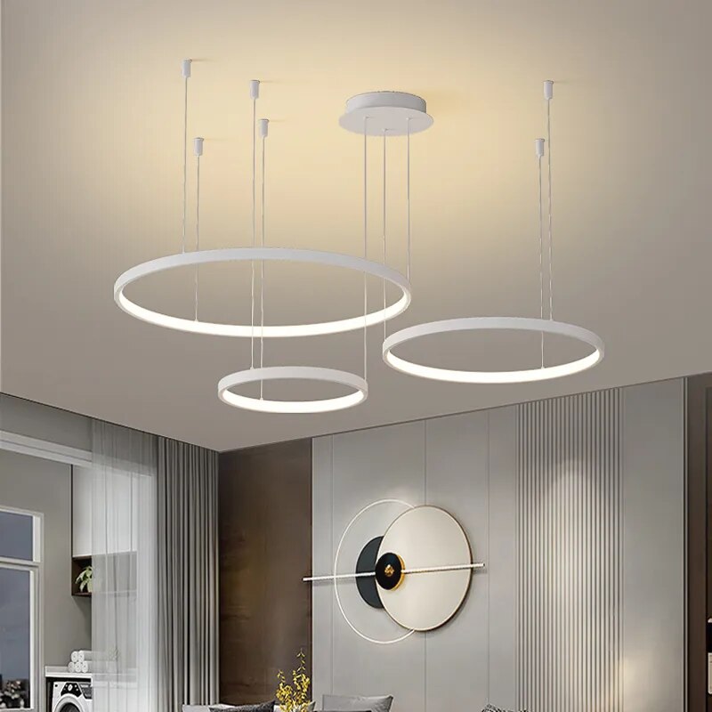 Minimalist White LED Modern Chandelier