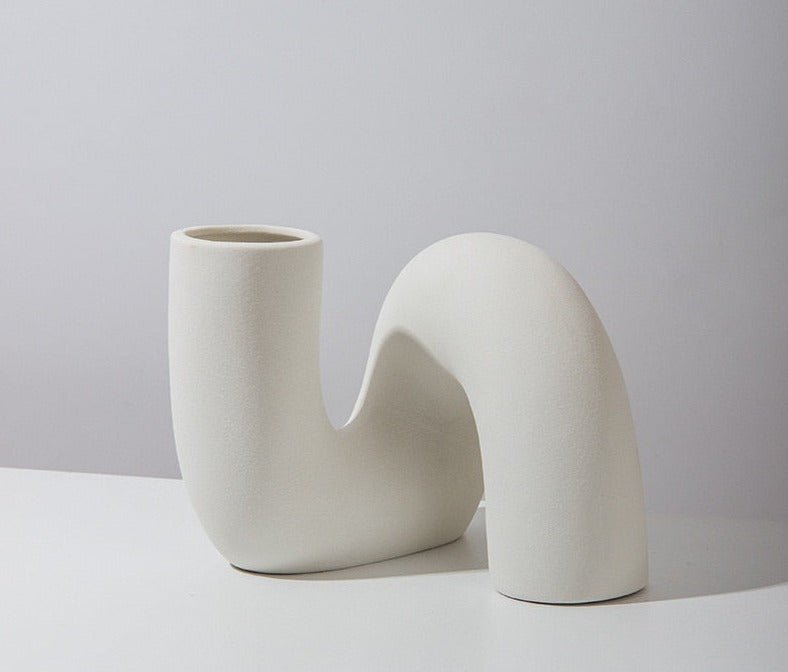 Twisted Ceramic Vase In White Color