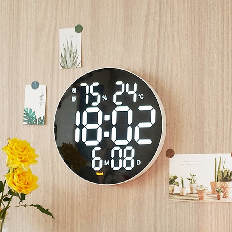 White Display Digital Wall Clock 
