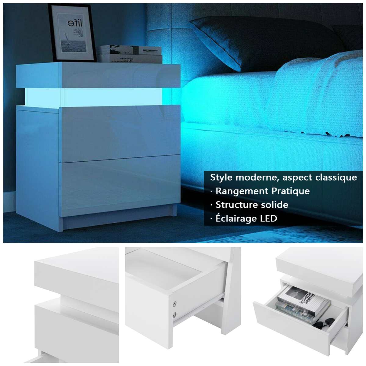 Modern LED Bedside Nightstand