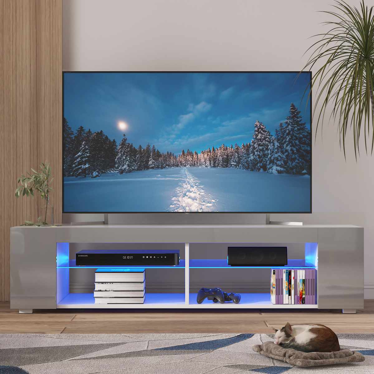 4-Shelves Console Cabinet TV Stand