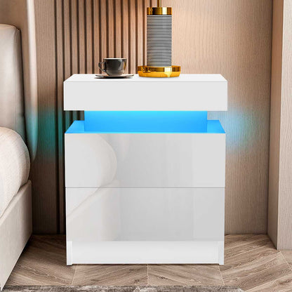 White LED Bedside Nightstand