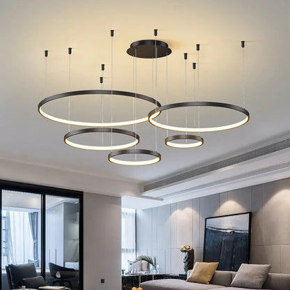 Minimalist Black LED Modern Chandelier