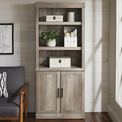 Rustic Gray Bookshelf Organizer With 5 Shelves