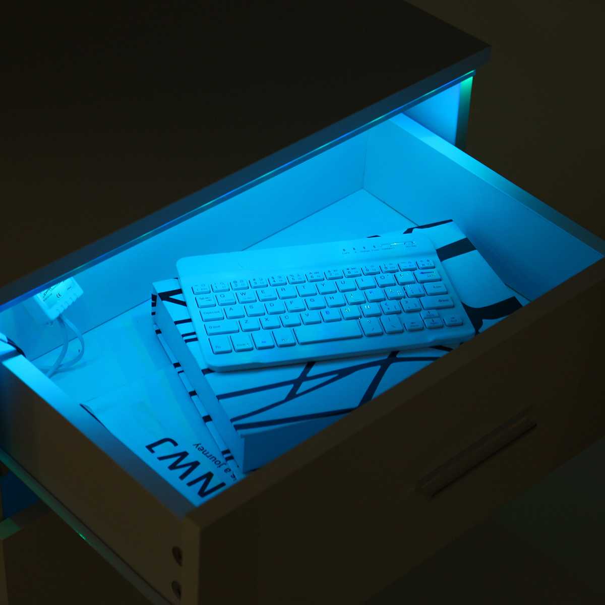 High Gloss LED Nightstand's Drawer