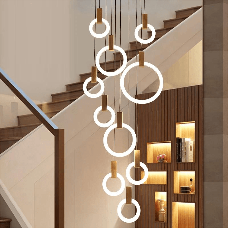 LED Hanging Wood chandelier