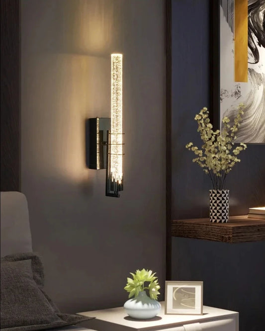 The West Decor Modern Gold Luxury Wall Sconce | Minimalist Glass Rod LED Bedroom Bedside Night Light Fixture