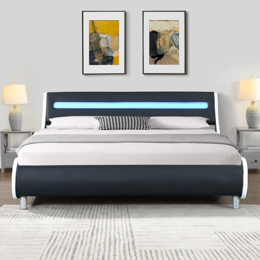 Curved Headboard Black Bed Frame