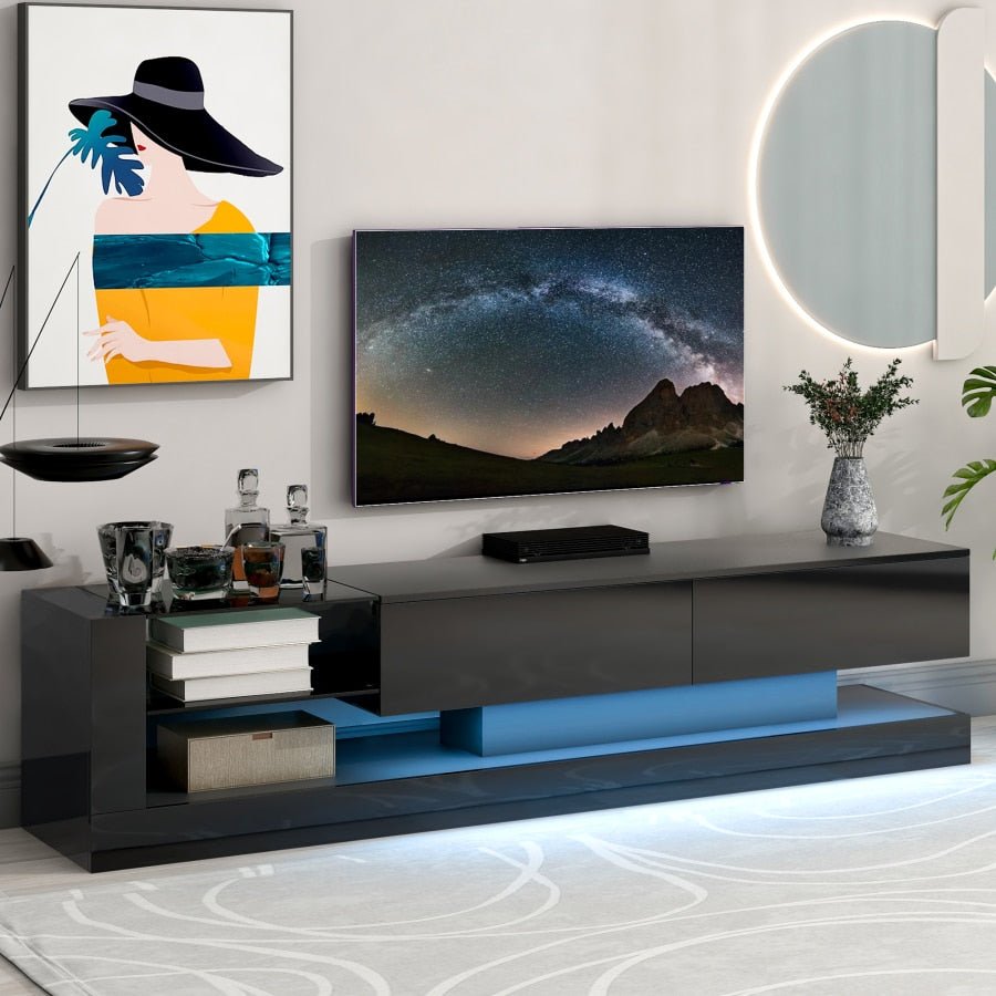 Black TV Stand With Storage Cabinets