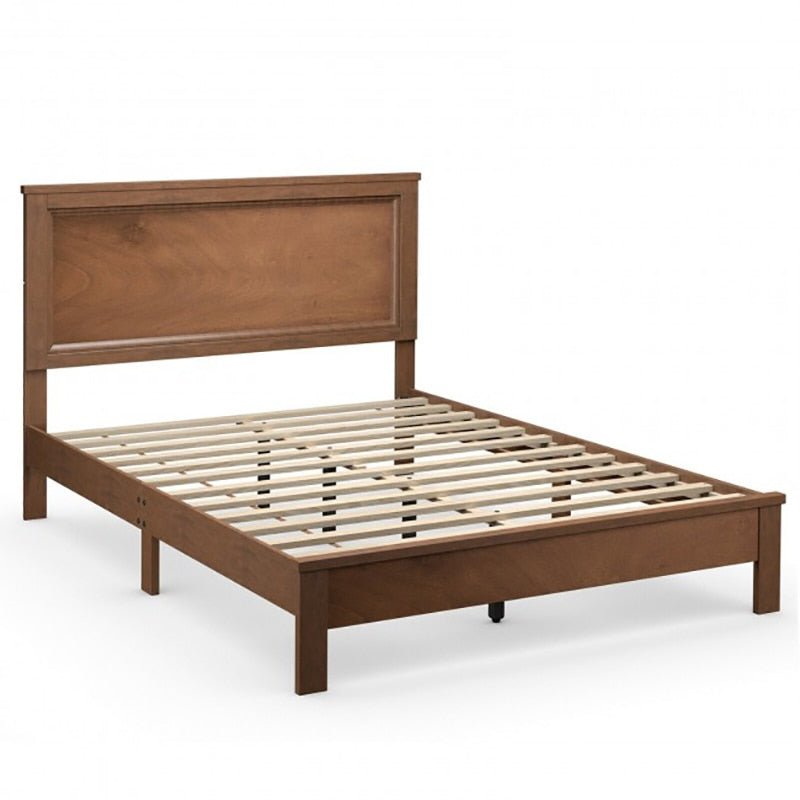 Classic Platform Slat Bed In Walnut Color