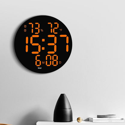 Digital Wall Clock With Orange Display