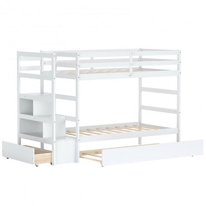 Twin Over Twin Bunk Bed In White Color