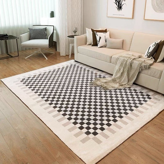 Retro Fluffy Checkered Rug