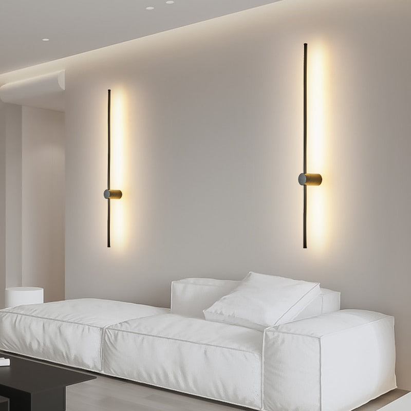 Long Interior Wall Sconce In Living Room View