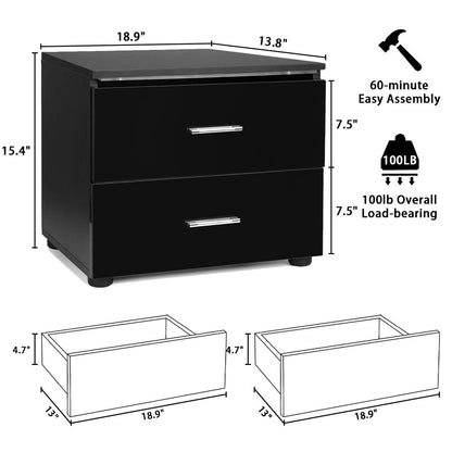 High Gloss LED Nightstand's Dimensions