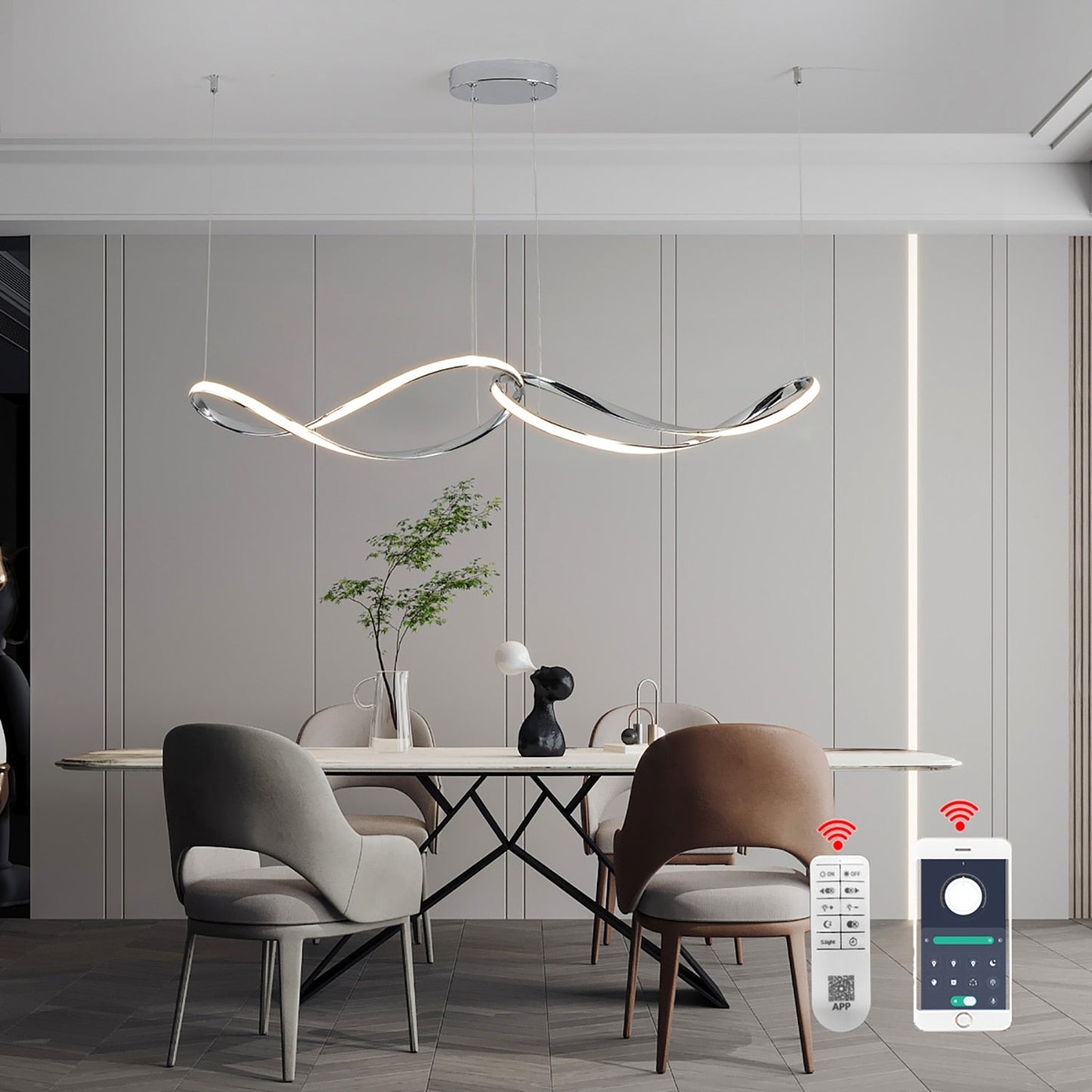 Modern LED Pendant Chandelier With Alexa Control