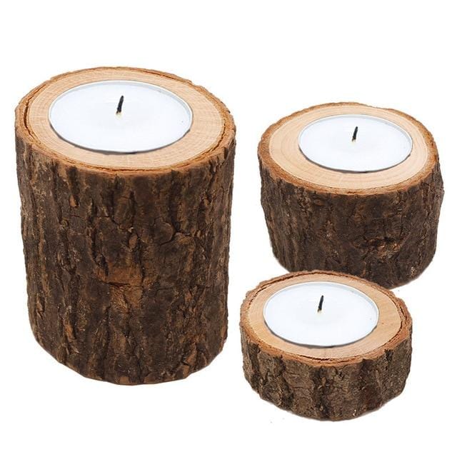 Pillar Shape Wooden Candlestick