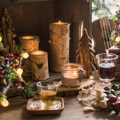 Pillar Shape Wooden Candlestick