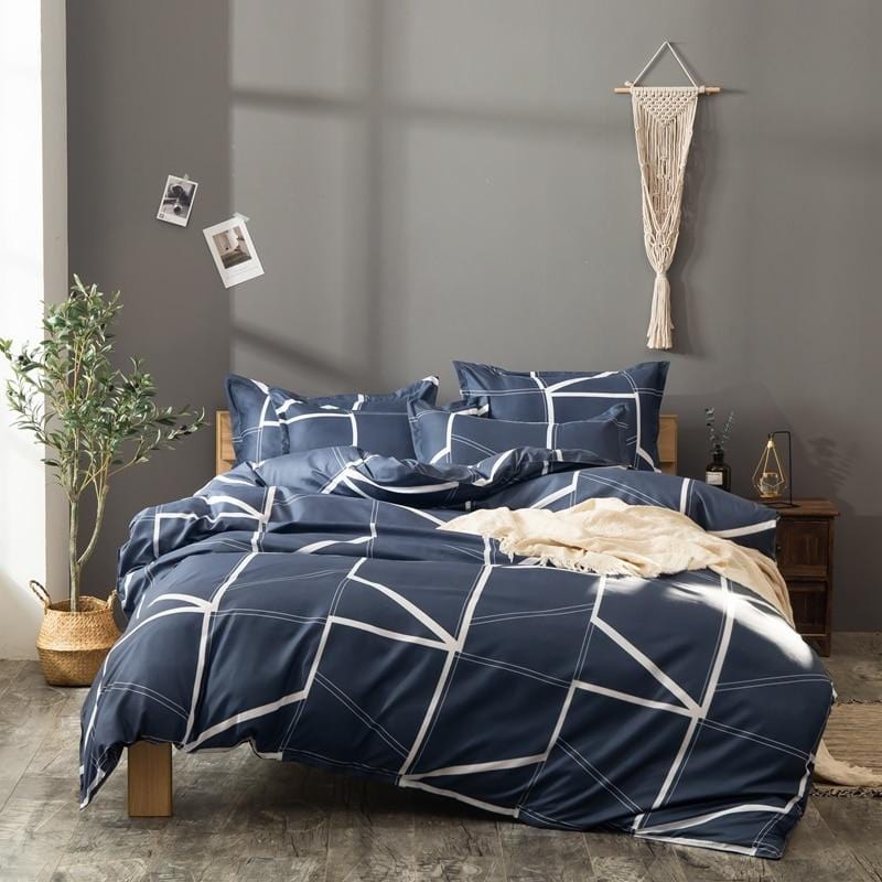 Blue Geometric Duvet Cover