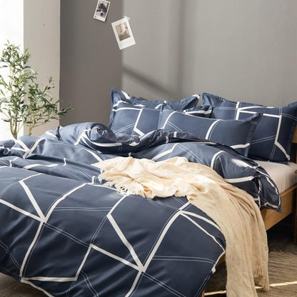 Blue Geometric Duvet Cover