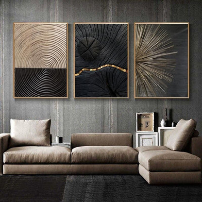 Black Wood Lines Canvas Art