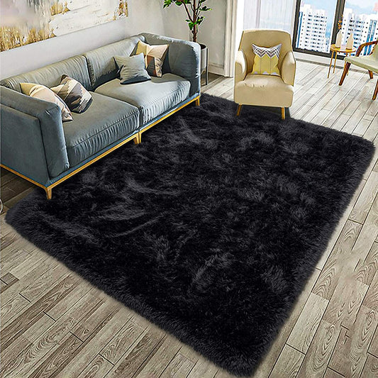 Black Fuzzy Area Rug